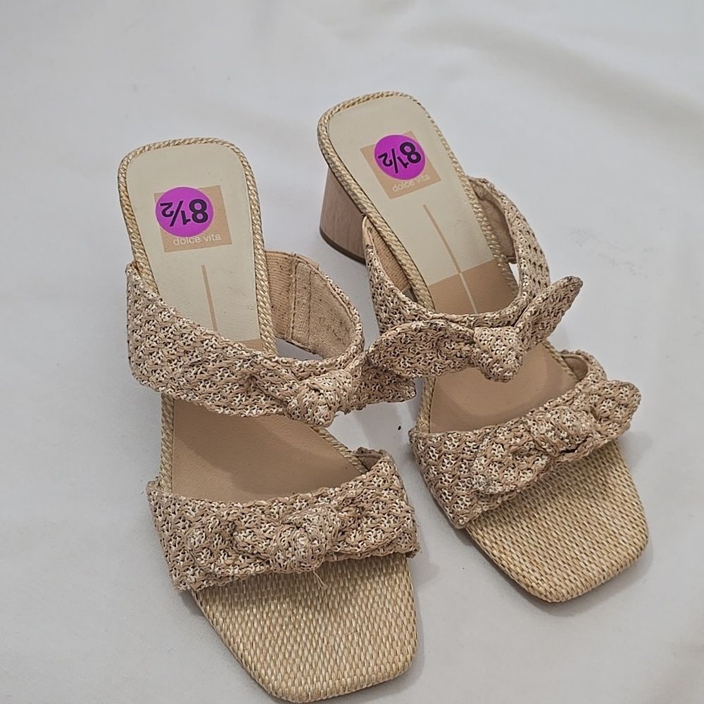Dolce Vita  Niyah‎ Slide Sandals Women's Natural Raffia Size US 8.5